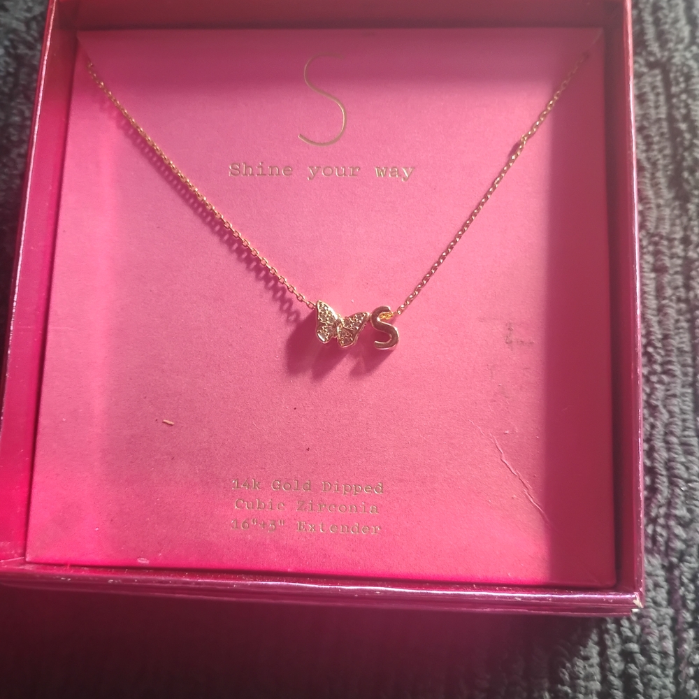 Macy's Gold Butterfly and 'S' Pendant Necklace